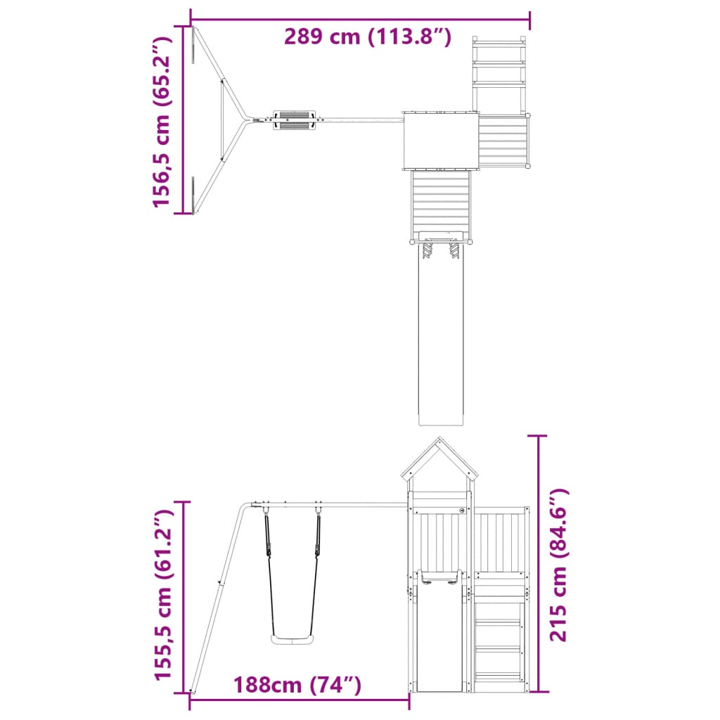 Set de joacă pentru exterior, lemn masiv de pin