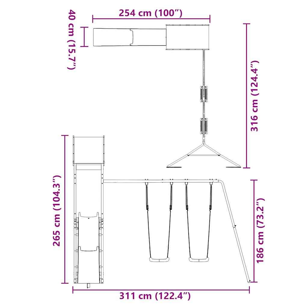 Set de joacă pentru exterior, lemn masiv de douglas