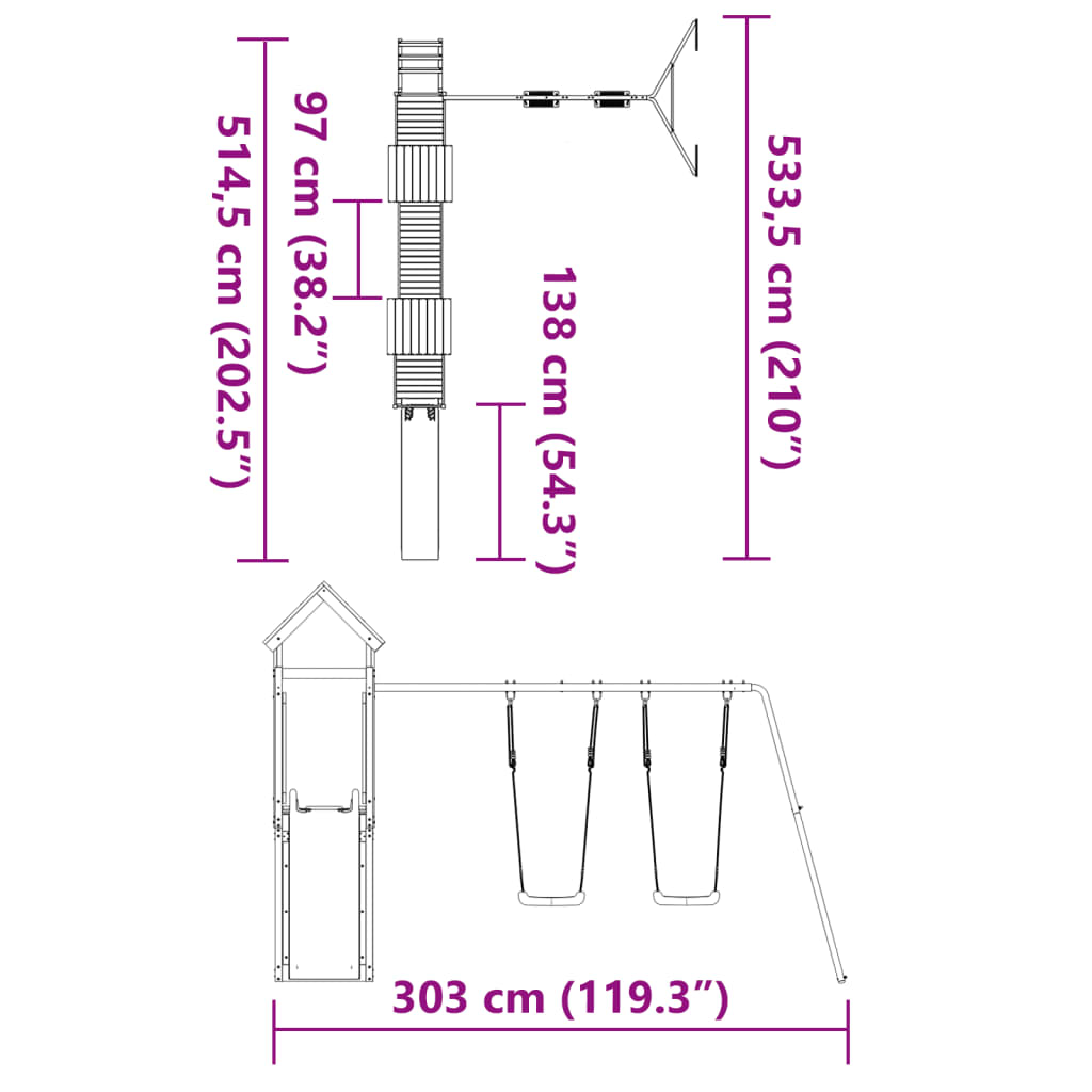 Set de joacă pentru exterior, lemn de pin impregnat