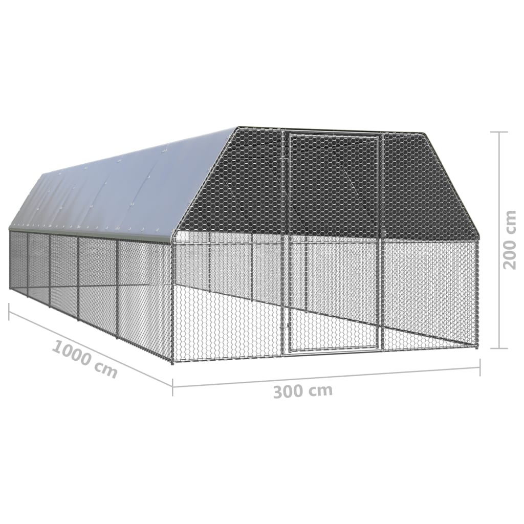 Coteț de păsări, 3x10x2 m, oțel galvanizat