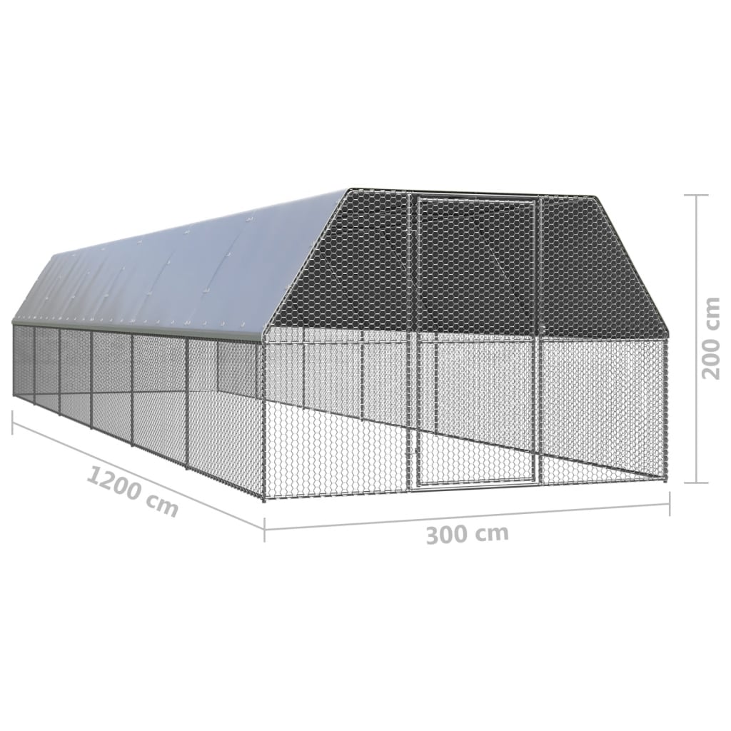 Coteț de păsări, 3x12x2 m, oțel galvanizat