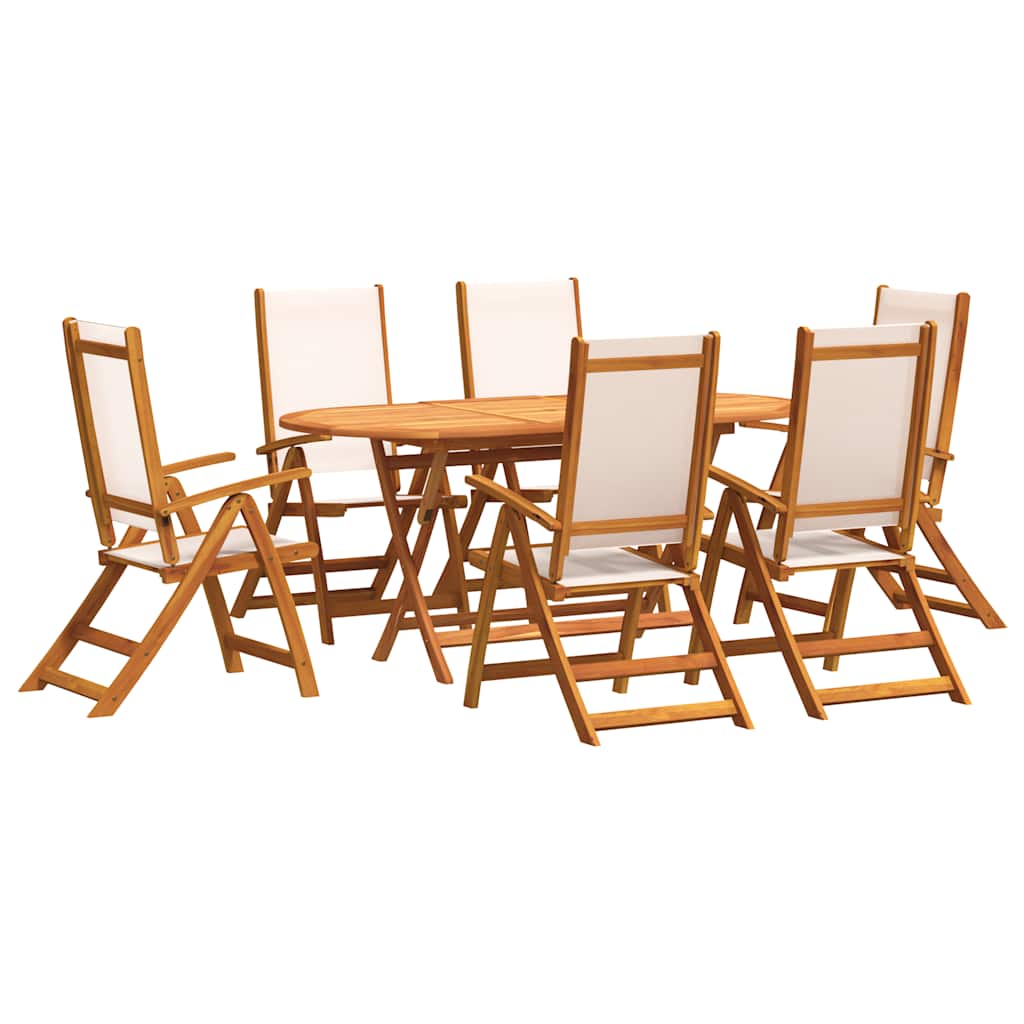 Set mobilier de grădină, 7 piese, lemn masiv acacia/textilenă