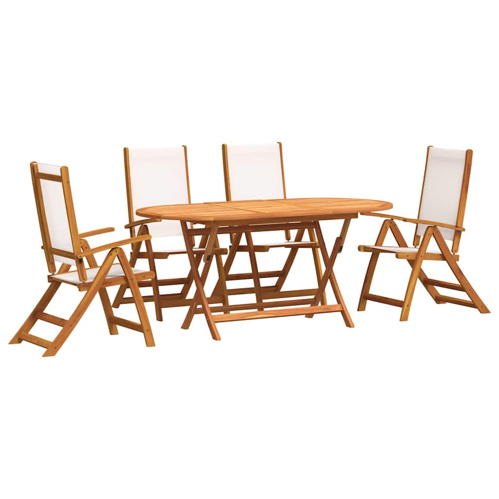 Set mobilier de grădină, 5 piese, lemn masiv acacia/textilenă