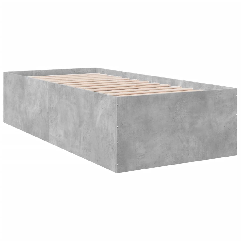 Cadru de pat, gri beton, 100x200 cm, lemn prelucrat