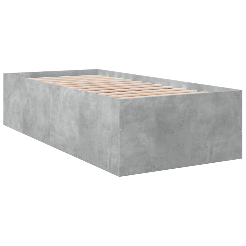 Cadru de pat, gri beton, 100x200 cm, lemn prelucrat