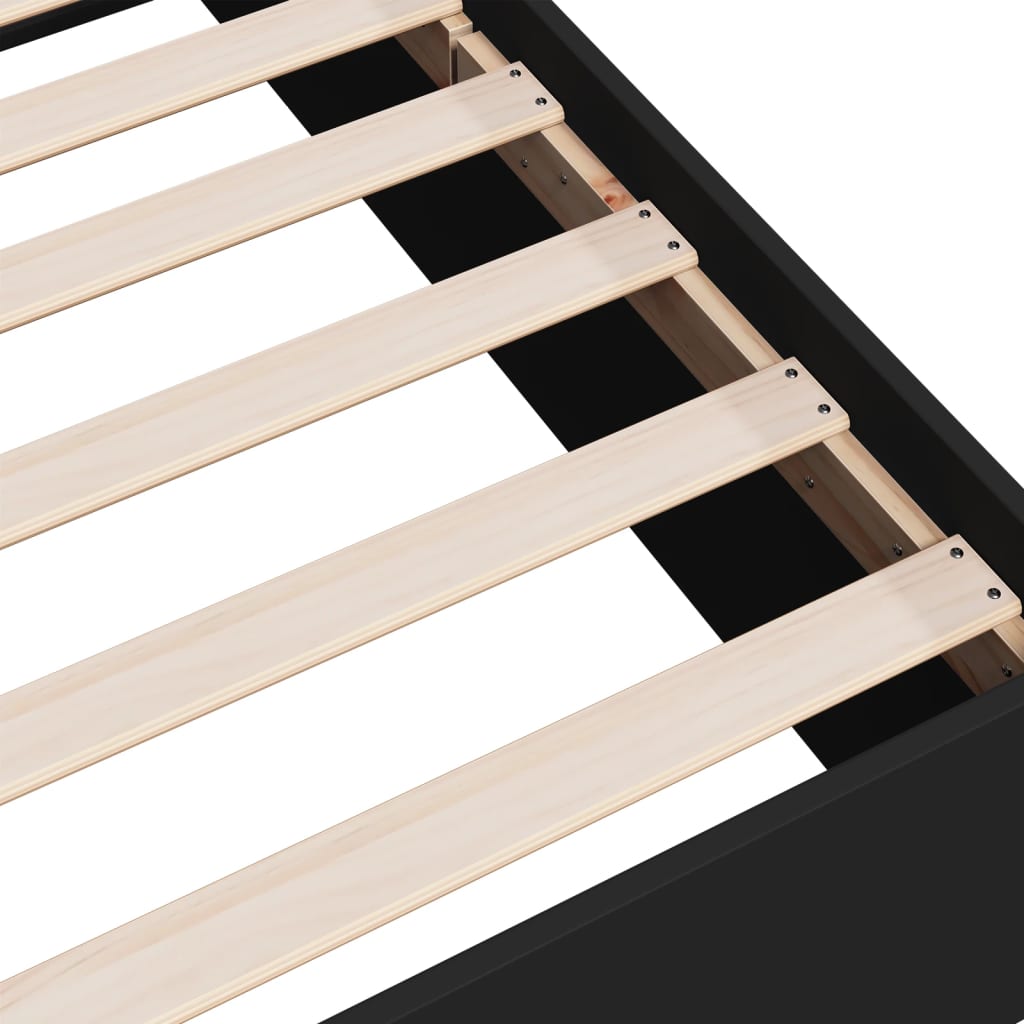 Cadru de pat, negru ,135x190 cm, lemn prelucrat