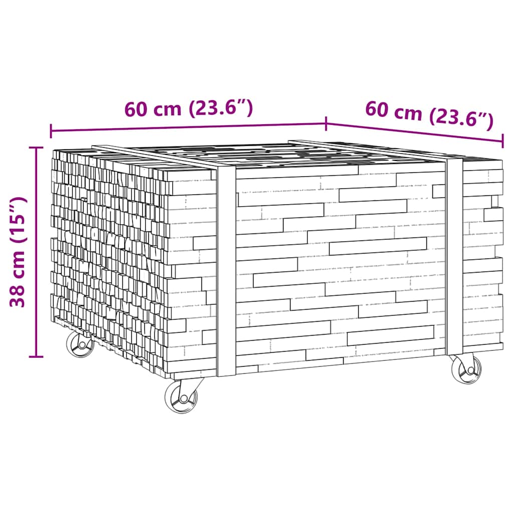 Masă de cafea Maro 60 x 60 x 38 cm Lemn solid de tec