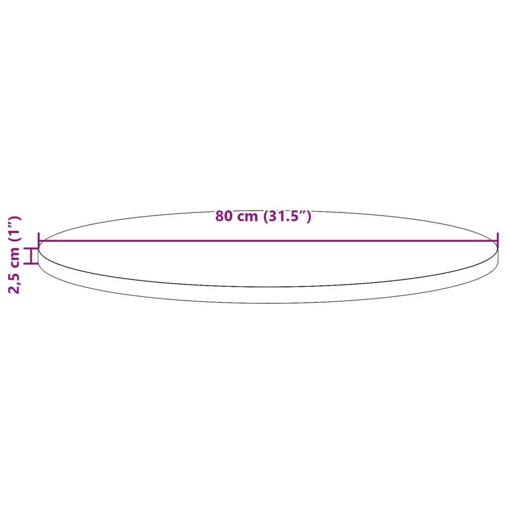 Blat de masă rotund, maro ceruit, Ø80x2,5 cm, lemn masiv de pin