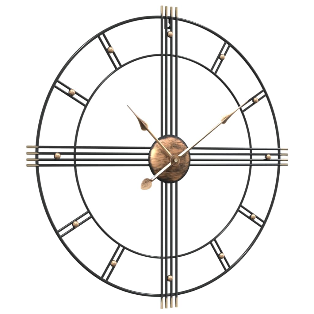Ceas de perete, negru, Ø60 cm, fier