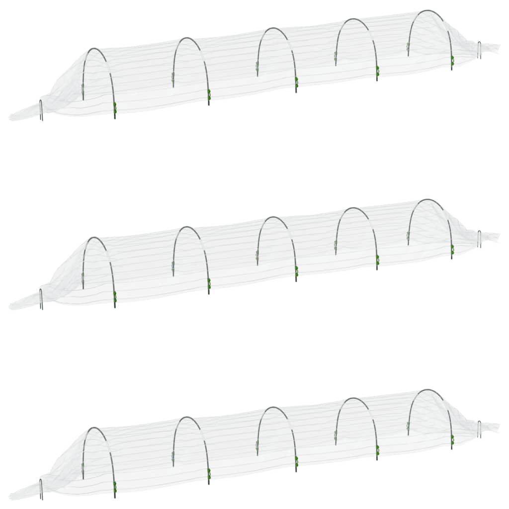 Tuneluri din plasă, 3 buc., 1,5x5 m, fibră de sticlă și PP