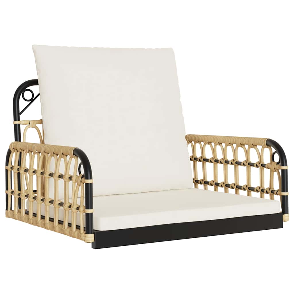 Scaun balansoar cu perne, 63x58x39 cm, poliratan și oțel