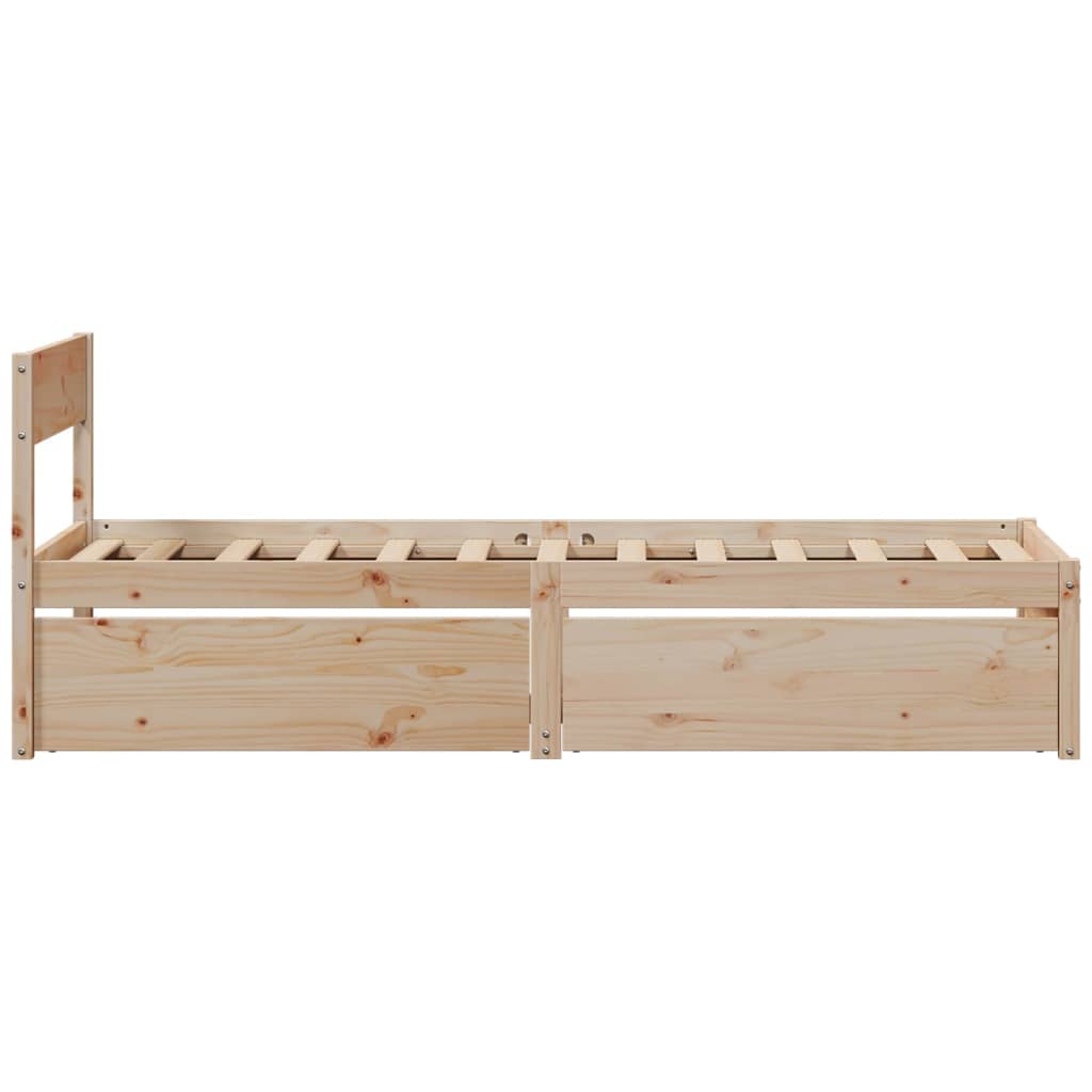 Cadru de pat pentru copii cu sertare, 90x190 cm, lemn masiv pin