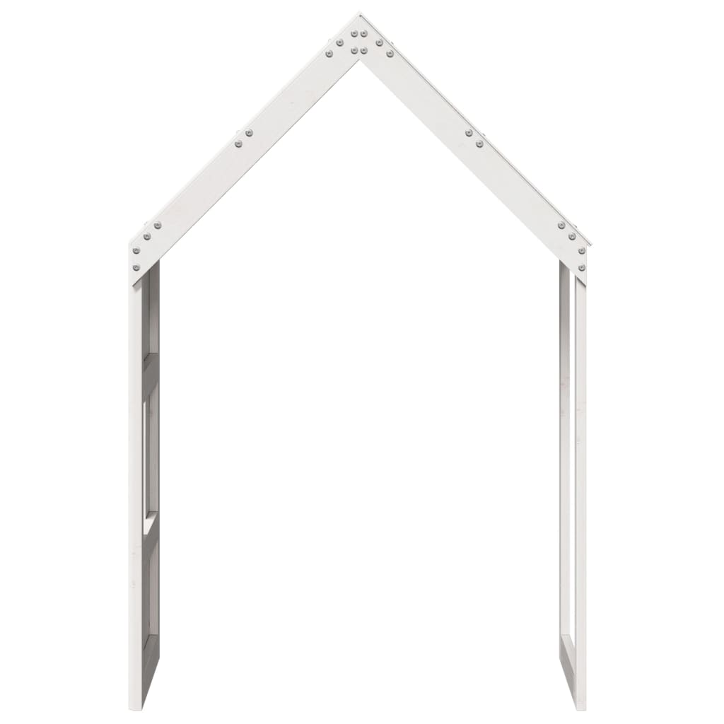 Acoperiș pat de copii, alb, 55x84x132 cm, lemn masiv de pin