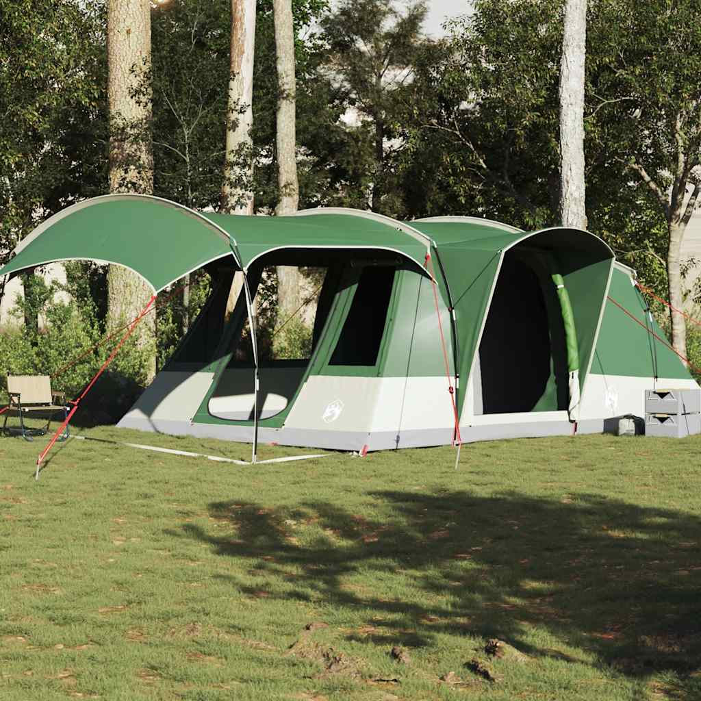 Cort de camping tunel pentru 5 persoane, verde, impermeabil