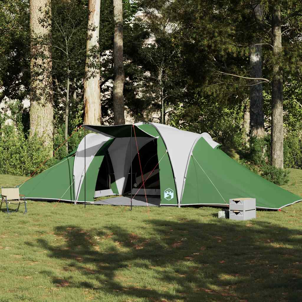 Cort de camping cupolă pentru 6 persoane, verde, impermeabil