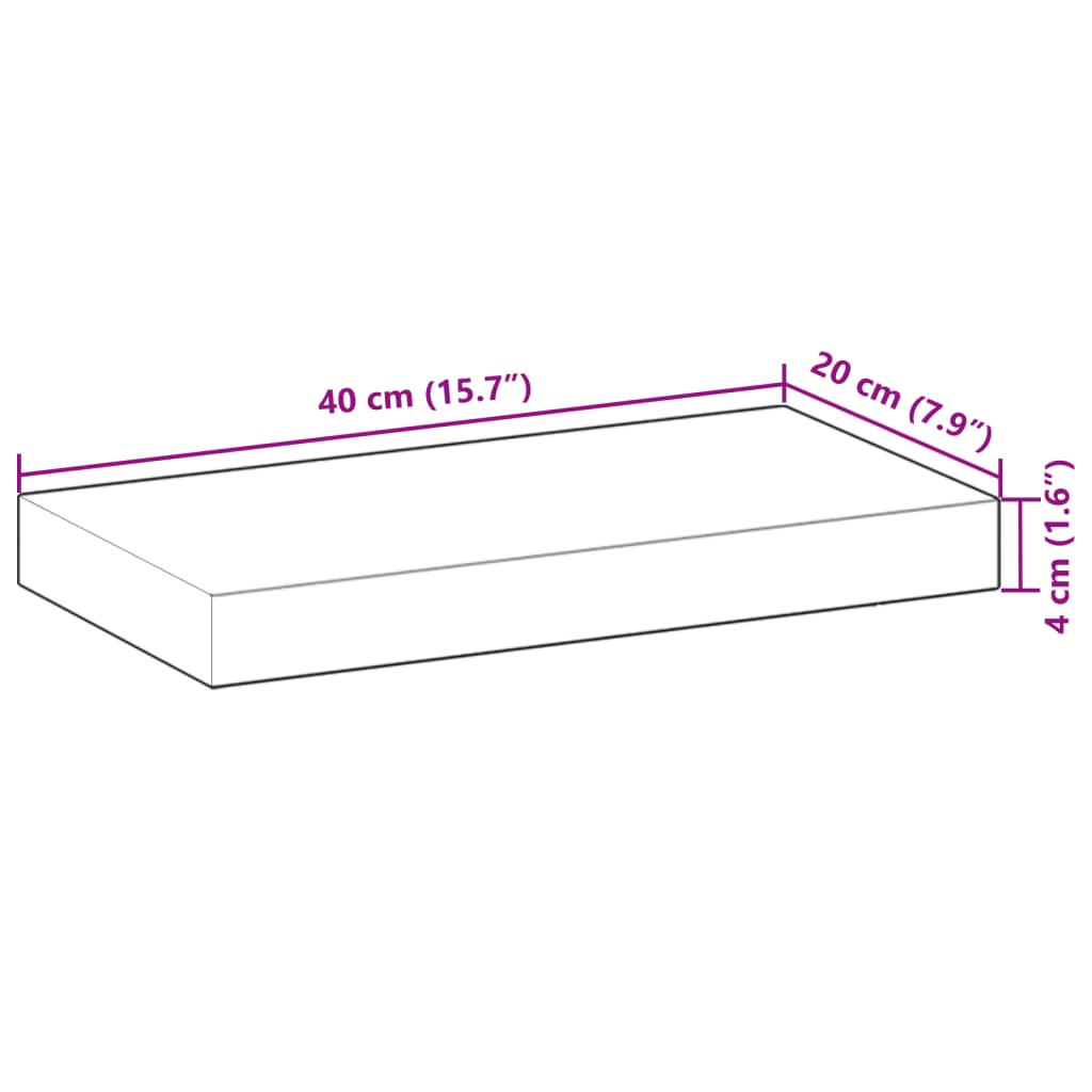 Blat masă 40x20x4 cm lemn solid dreptunghiular de acacia