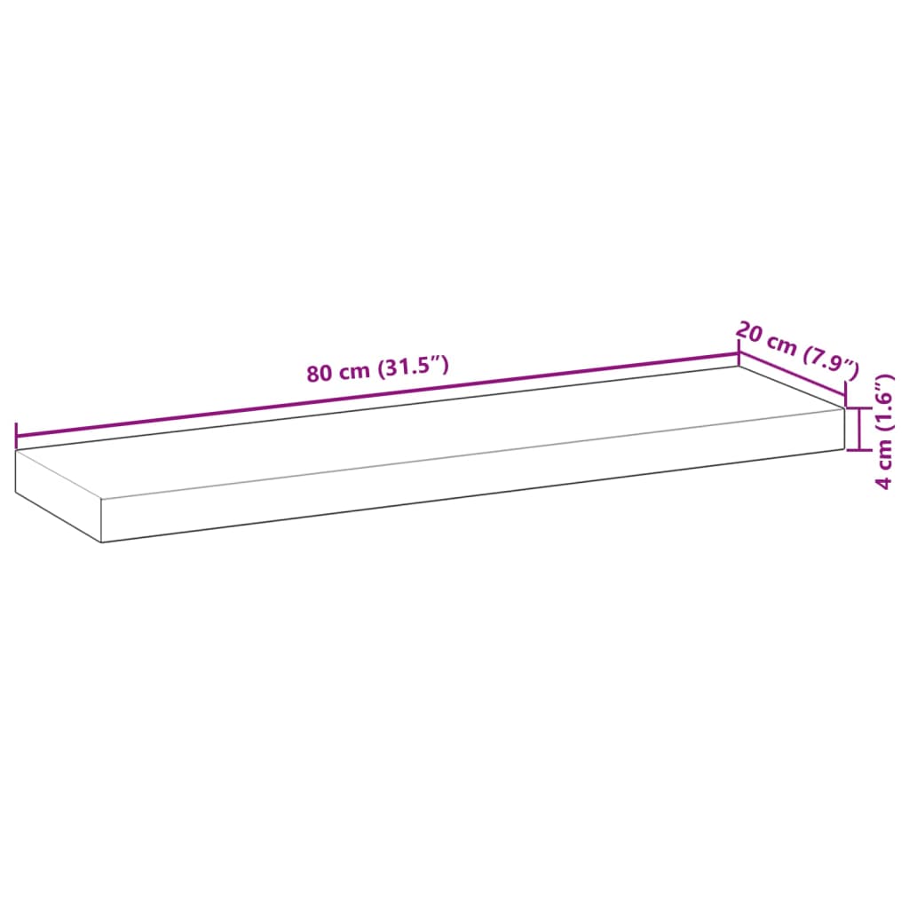 Blat masă 80x20x4 cm lemn solid dreptunghiular de acacia