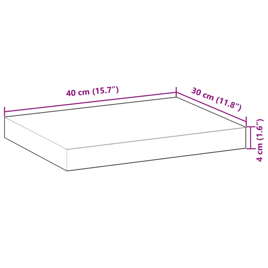 Blat de masă 40x30x4 cm dreptunghiular lemn masiv de acacia