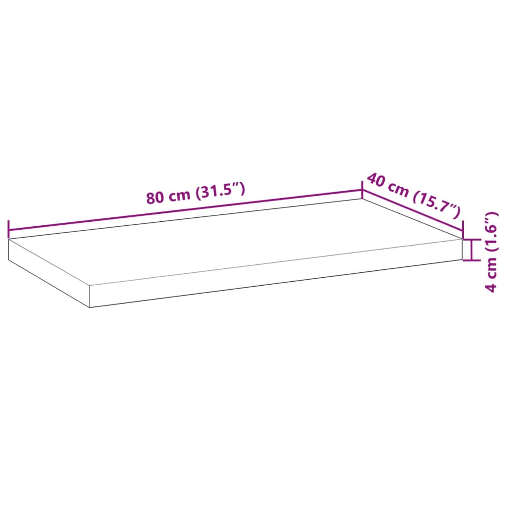 Blat masă 80x40x4 cm lemn solid dreptunghiular de acacia