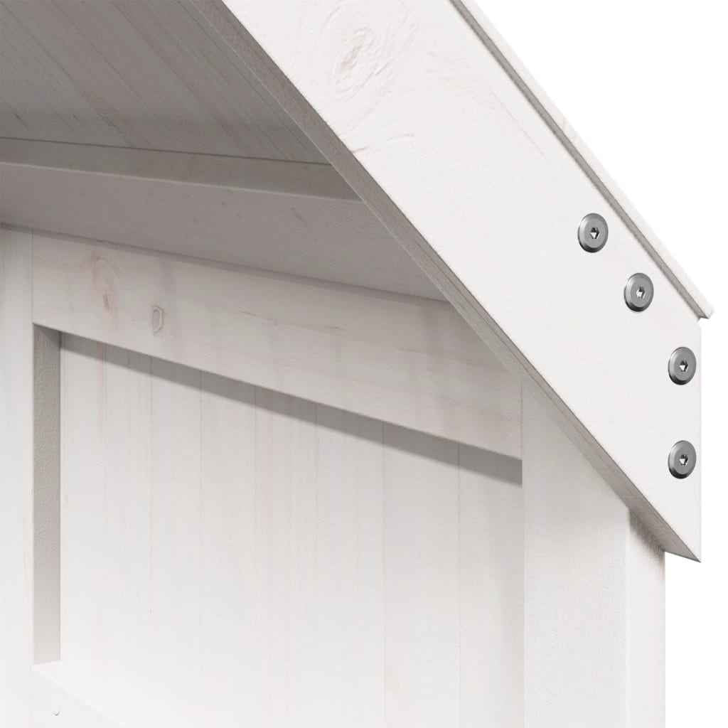 Pat supraetajat cu acoperiș, alb, 90x200 cm, lemn masiv de pin