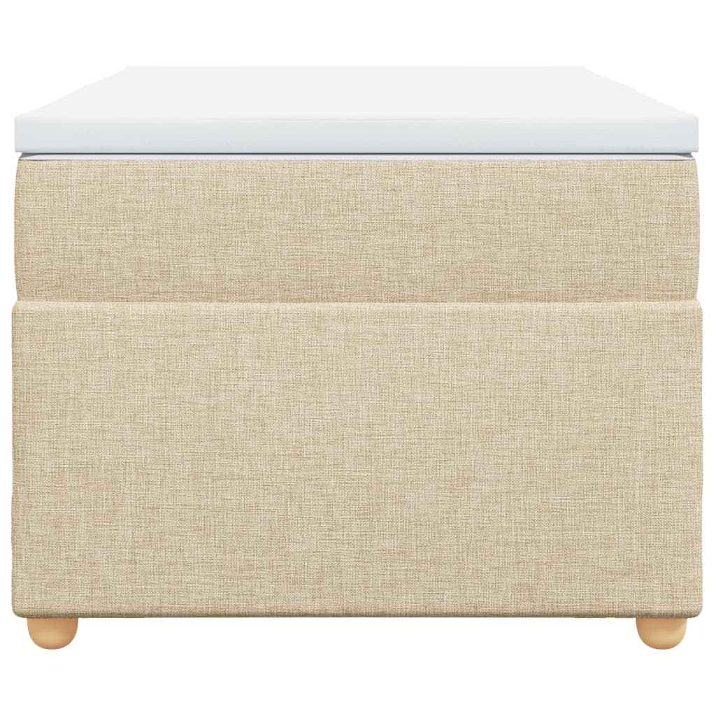 Pat box spring cu saltea, crem, 90x190 cm, textil