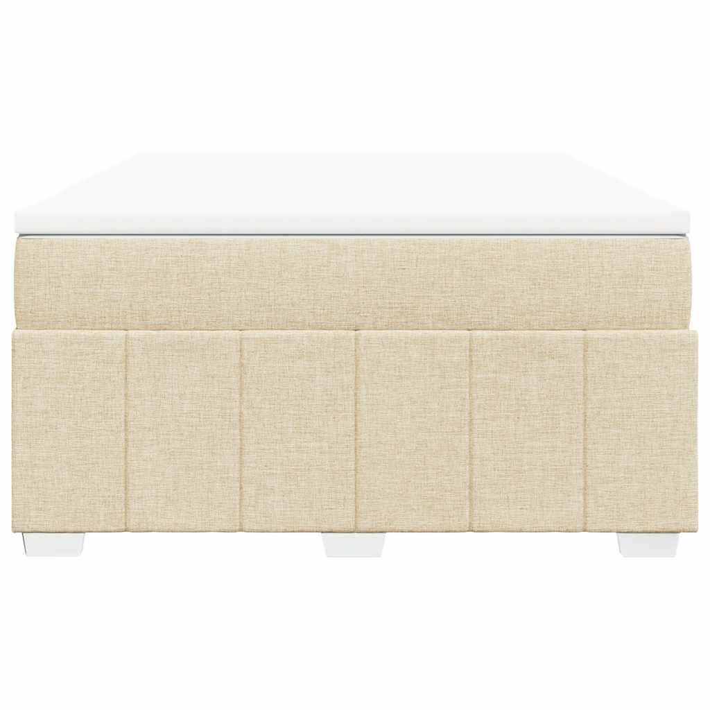 Pat box spring cu saltea, crem, 140x200 cm, textil
