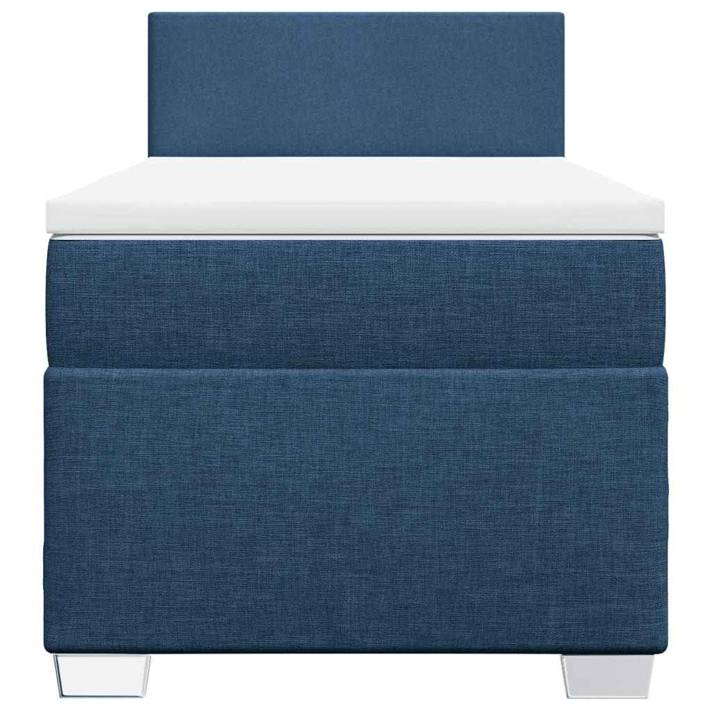 Pat box spring cu saltea, albastru, 80x200 cm, textil