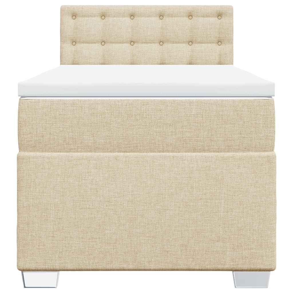 Pat box spring cu saltea, crem, 80x200 cm, textil