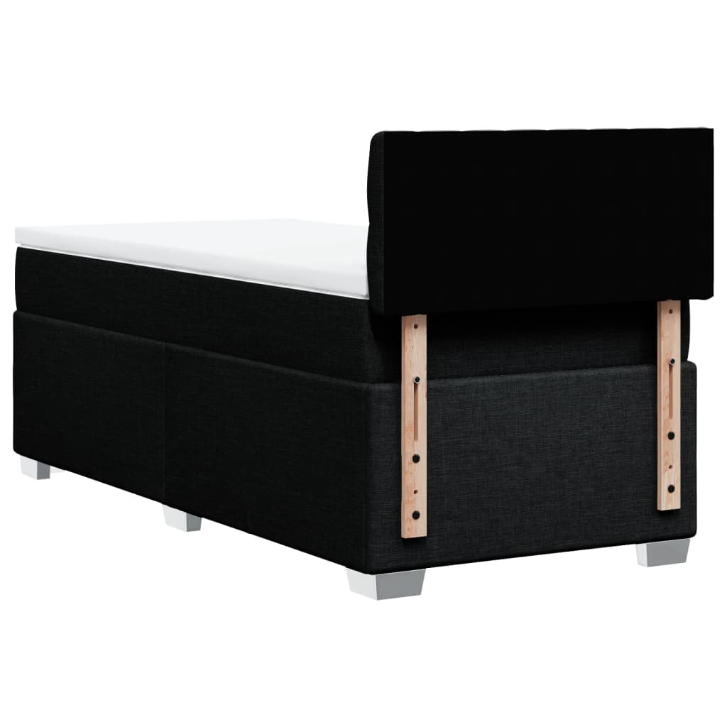 Pat box spring cu saltea, negru, 90x190 cm, textil