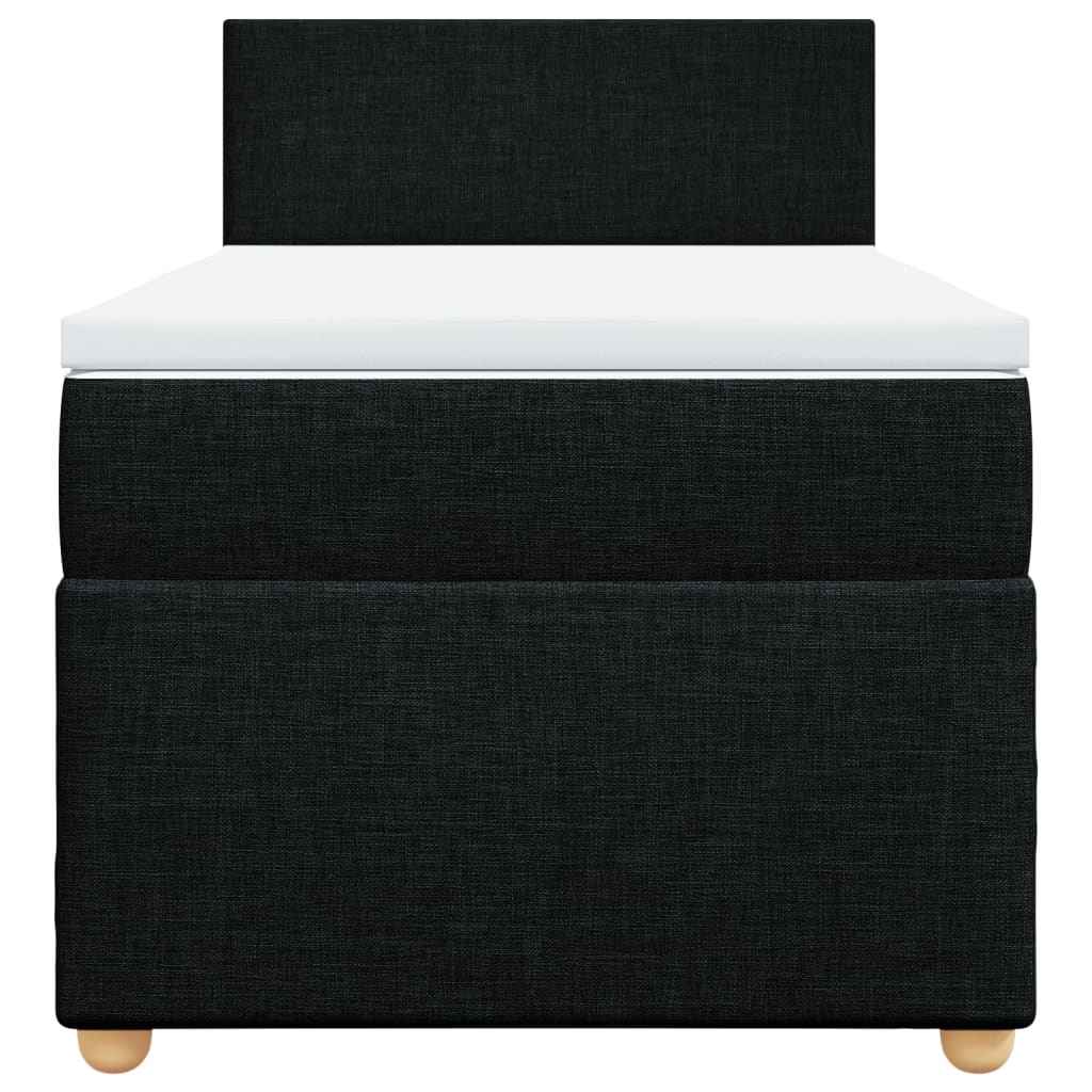 Pat box spring cu saltea, negru, 90x200 cm, textil