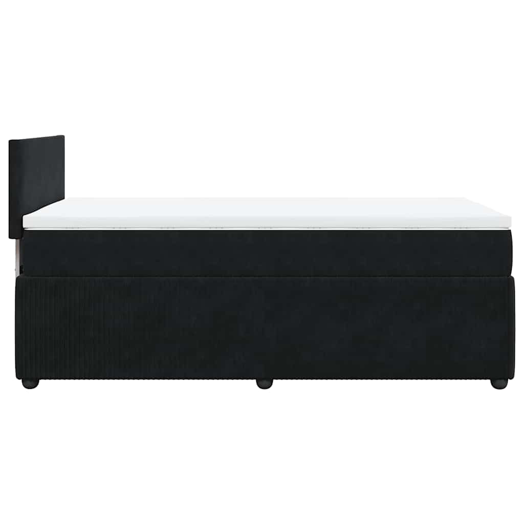 Pat box spring cu saltea, negru, 100x200 cm, catifea