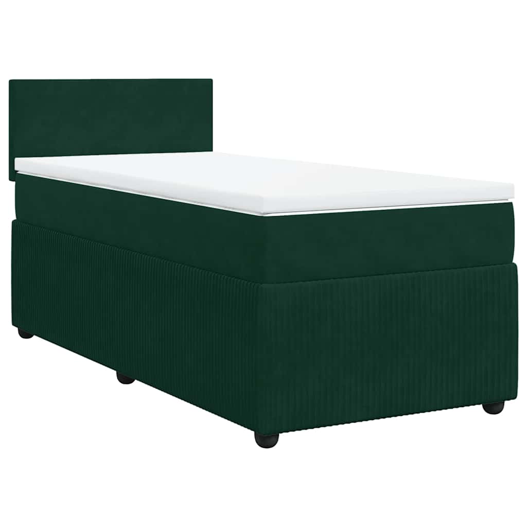 Pat box spring cu saltea, verde închis, 100x200 cm, catifea