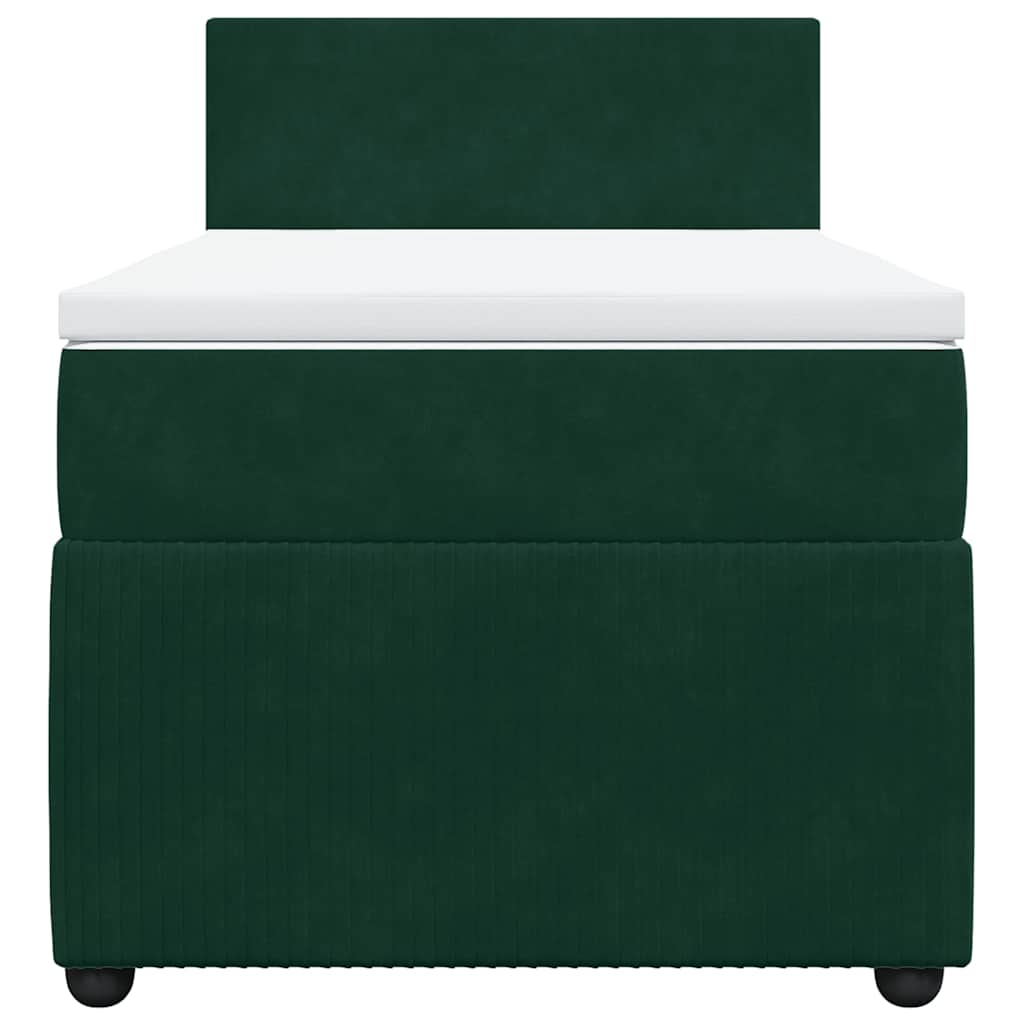 Pat box spring cu saltea, verde închis, 100x200 cm, catifea