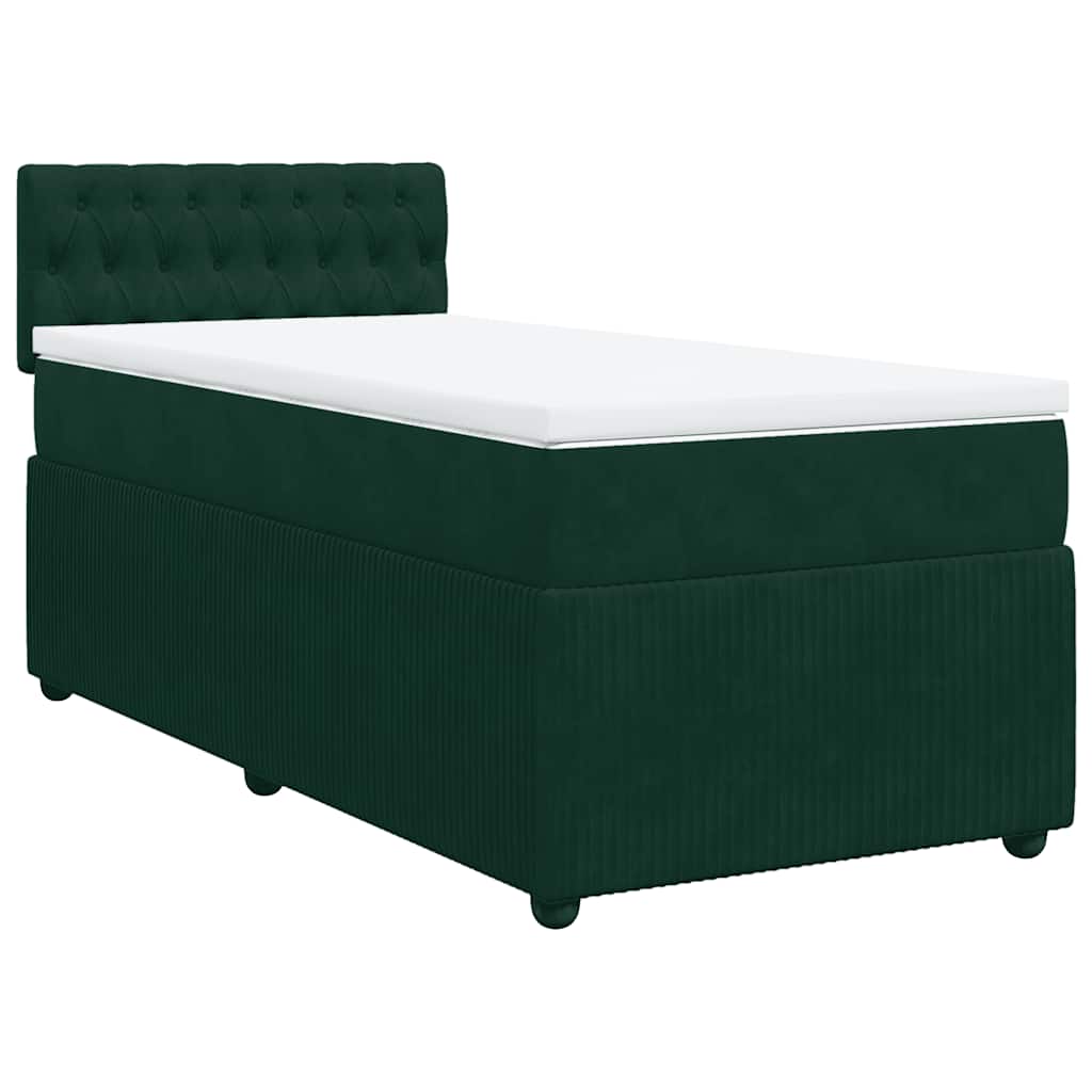 Pat box spring cu saltea, verde închis, 100x200 cm, catifea
