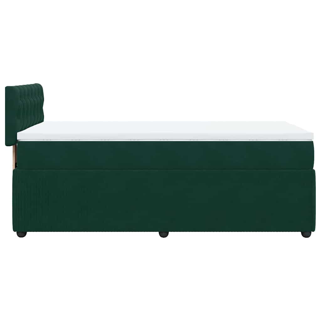 Pat box spring cu saltea, verde închis, 100x200 cm, catifea