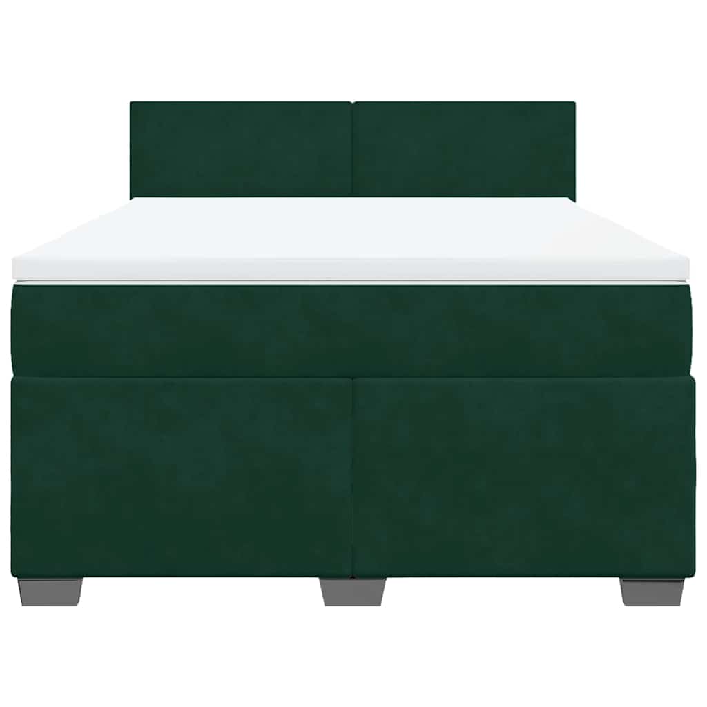 Pat box spring cu saltea, verde închis, 140x200 cm, catifea