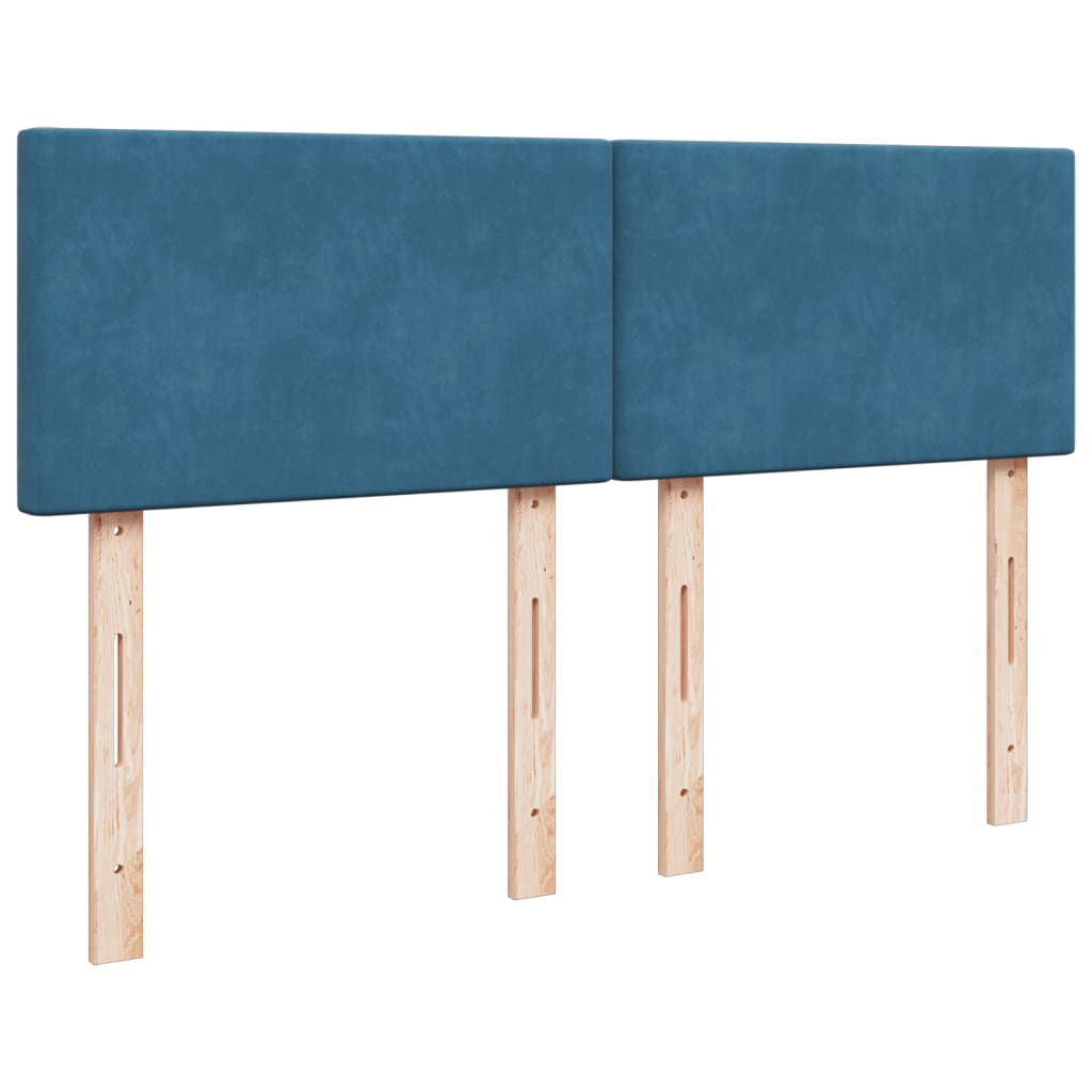 Pat box spring cu saltea, albastru, 140x200 cm, catifea