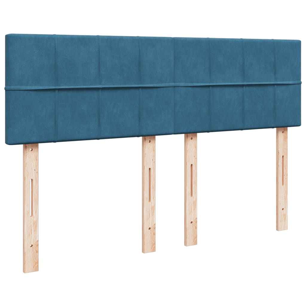 Pat box spring cu saltea, albastru, 140x200 cm, catifea