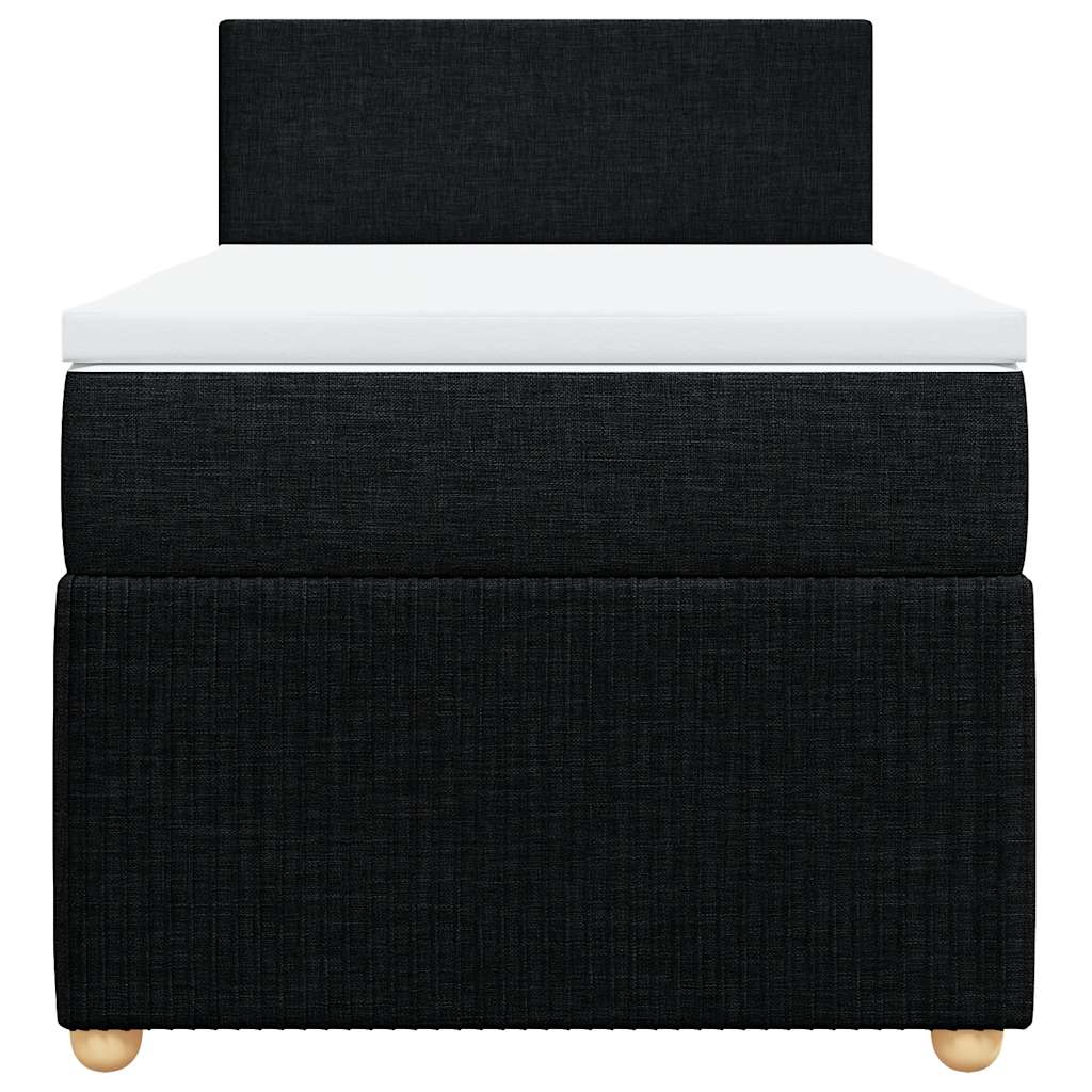 Pat box spring cu saltea, negru, 80x200 cm, textil