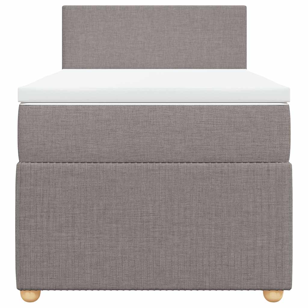 Pat box spring cu saltea, gri taupe, 80x200 cm, textil
