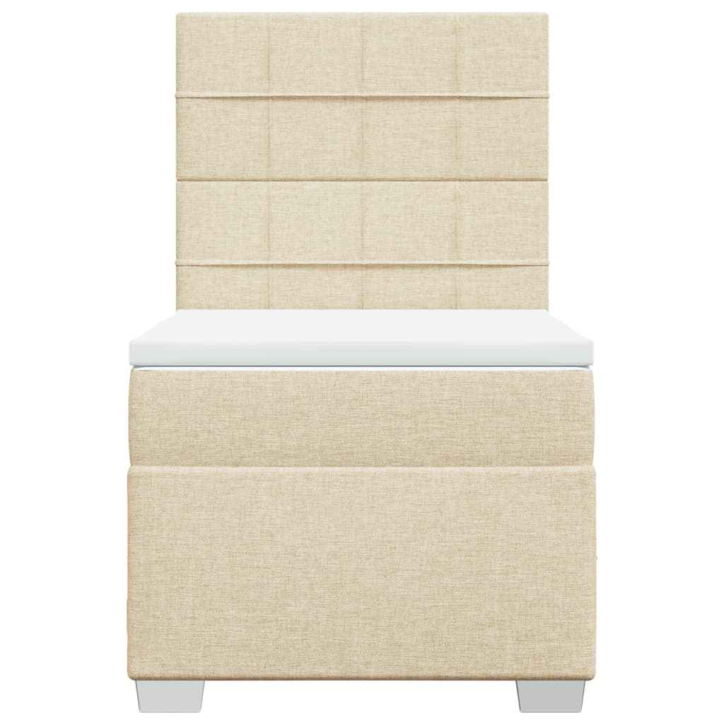 Pat box spring cu saltea, crem, 100x200 cm, textil
