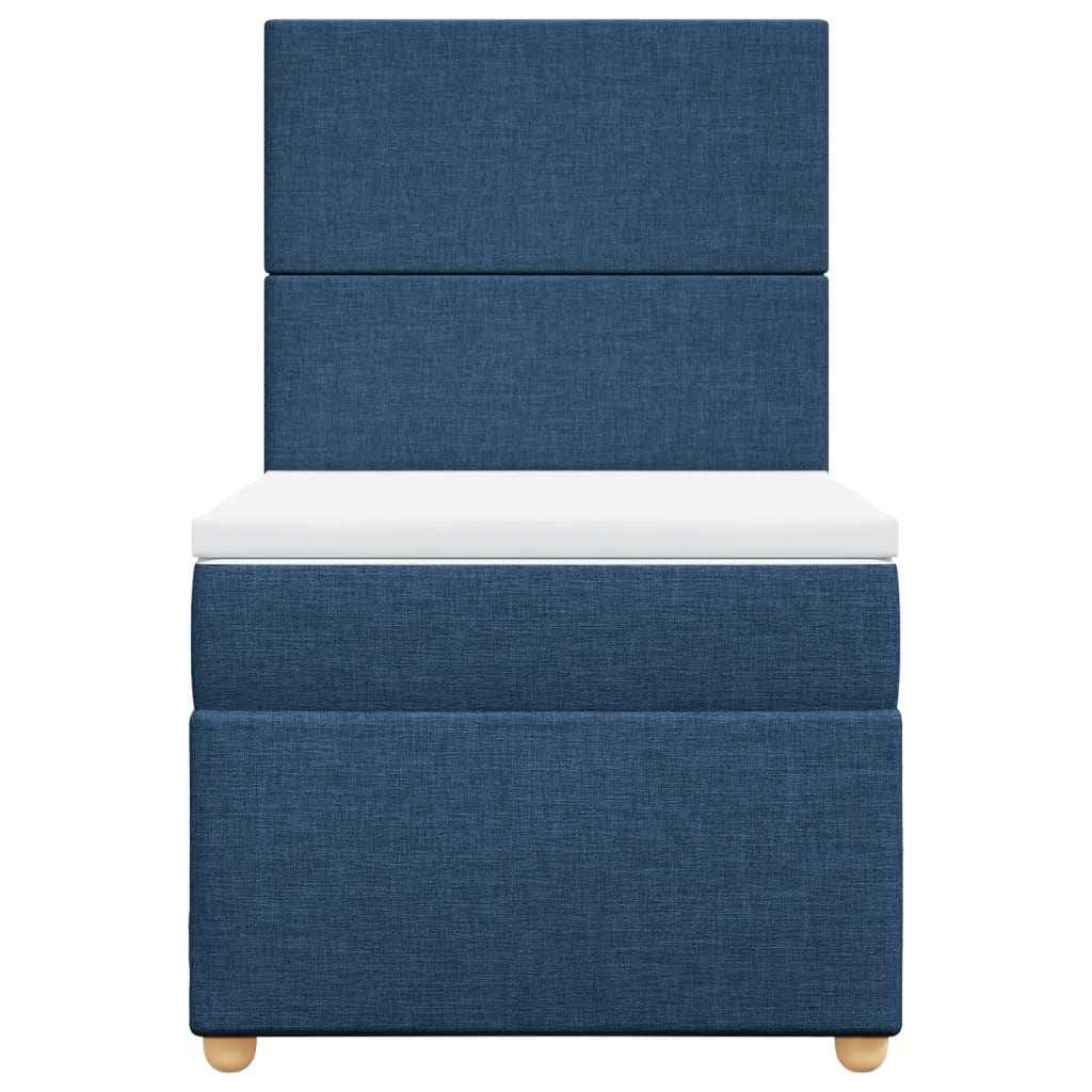 Pat box spring cu saltea, albastru, 80x200 cm, textil