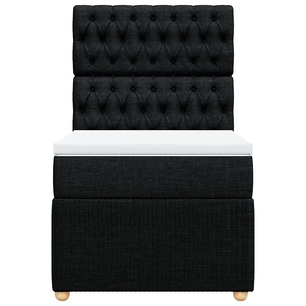 Pat box spring cu saltea, negru, 80x200 cm, textil