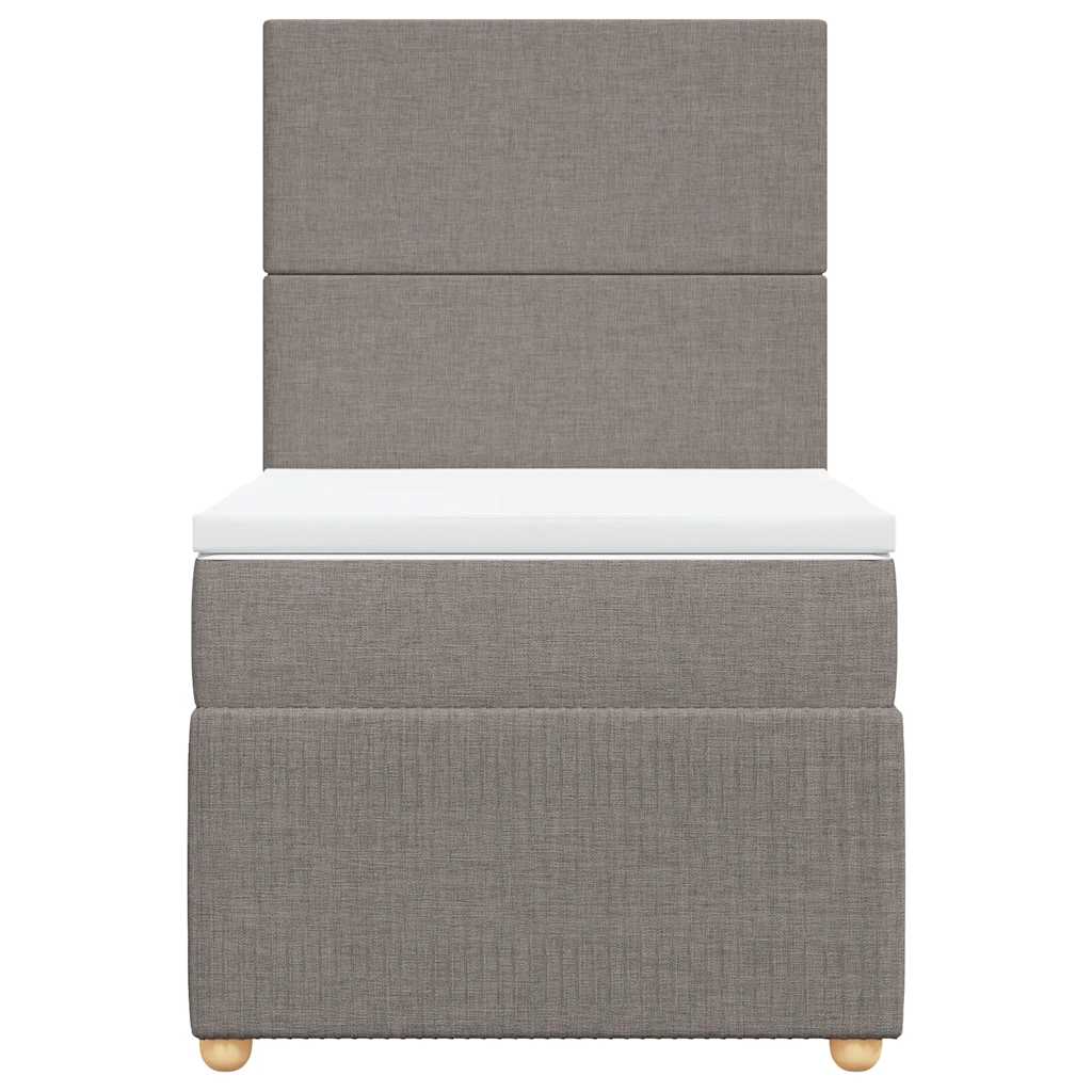 Pat box spring cu saltea, gri taupe, 90x190 cm, textil