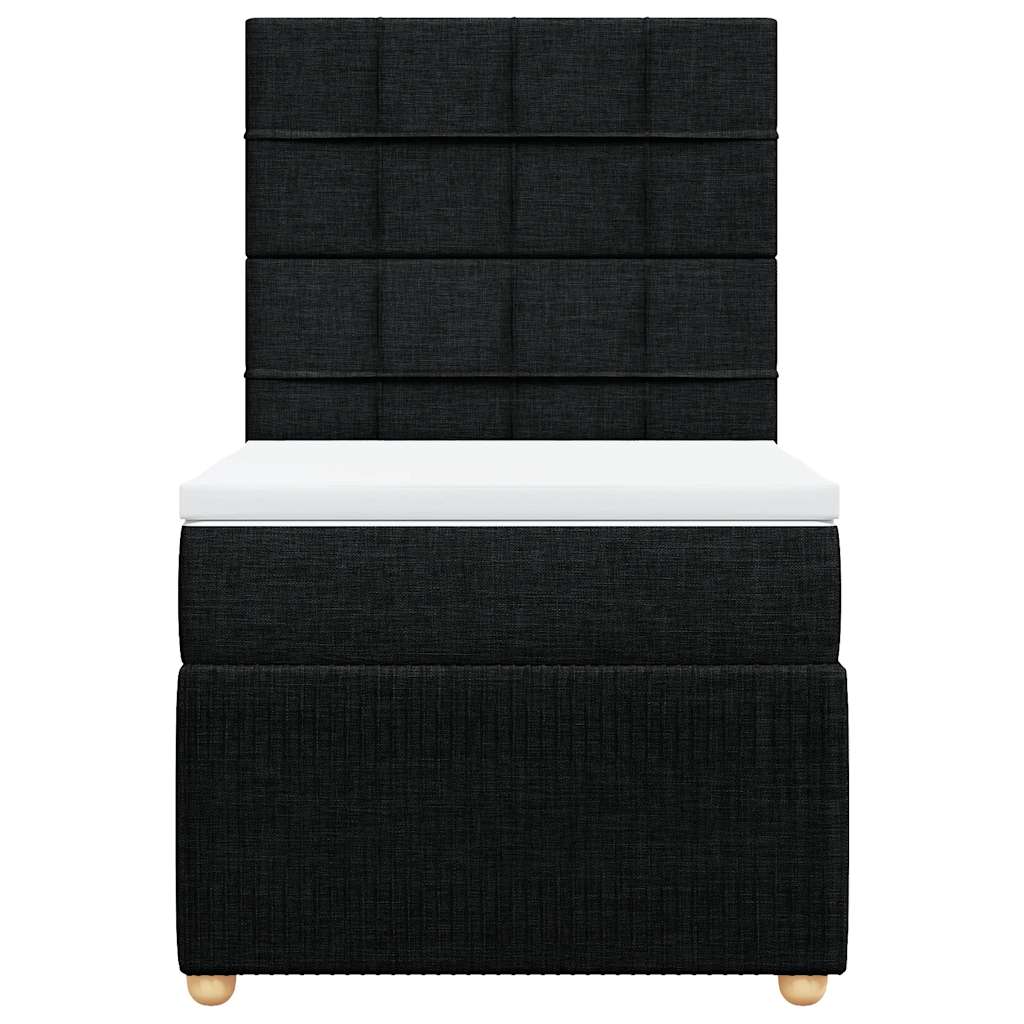 Pat box spring cu saltea, negru, 90x190 cm, textil