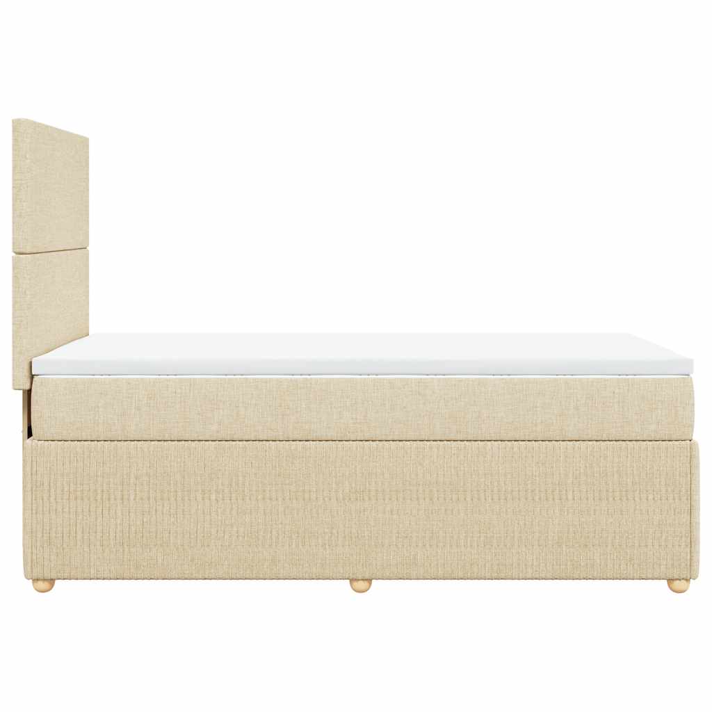 Pat box spring cu saltea, crem, 100x200 cm, textil