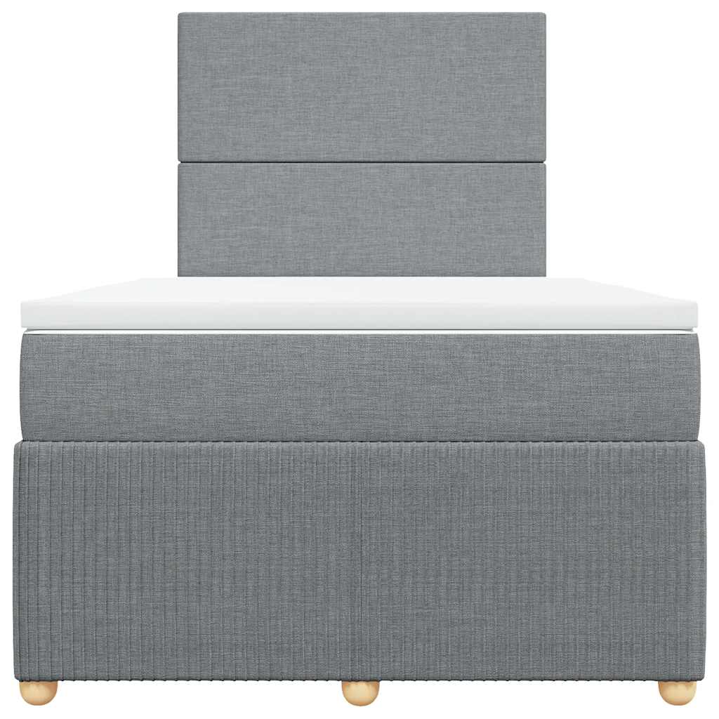 Pat continental cu saltea, gri deschis, 120x200 cm, textil