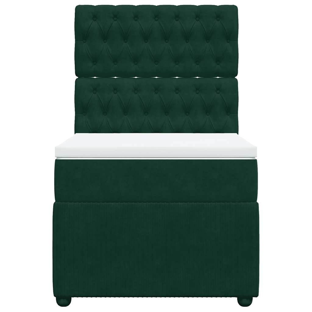 Pat continental cu saltea, verde închis, 80x200 cm, catifea