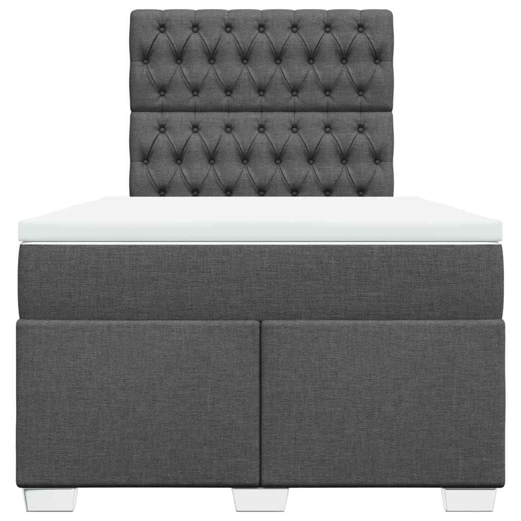 Pat box spring cu saltea, gri închis, 120x200 cm, textil