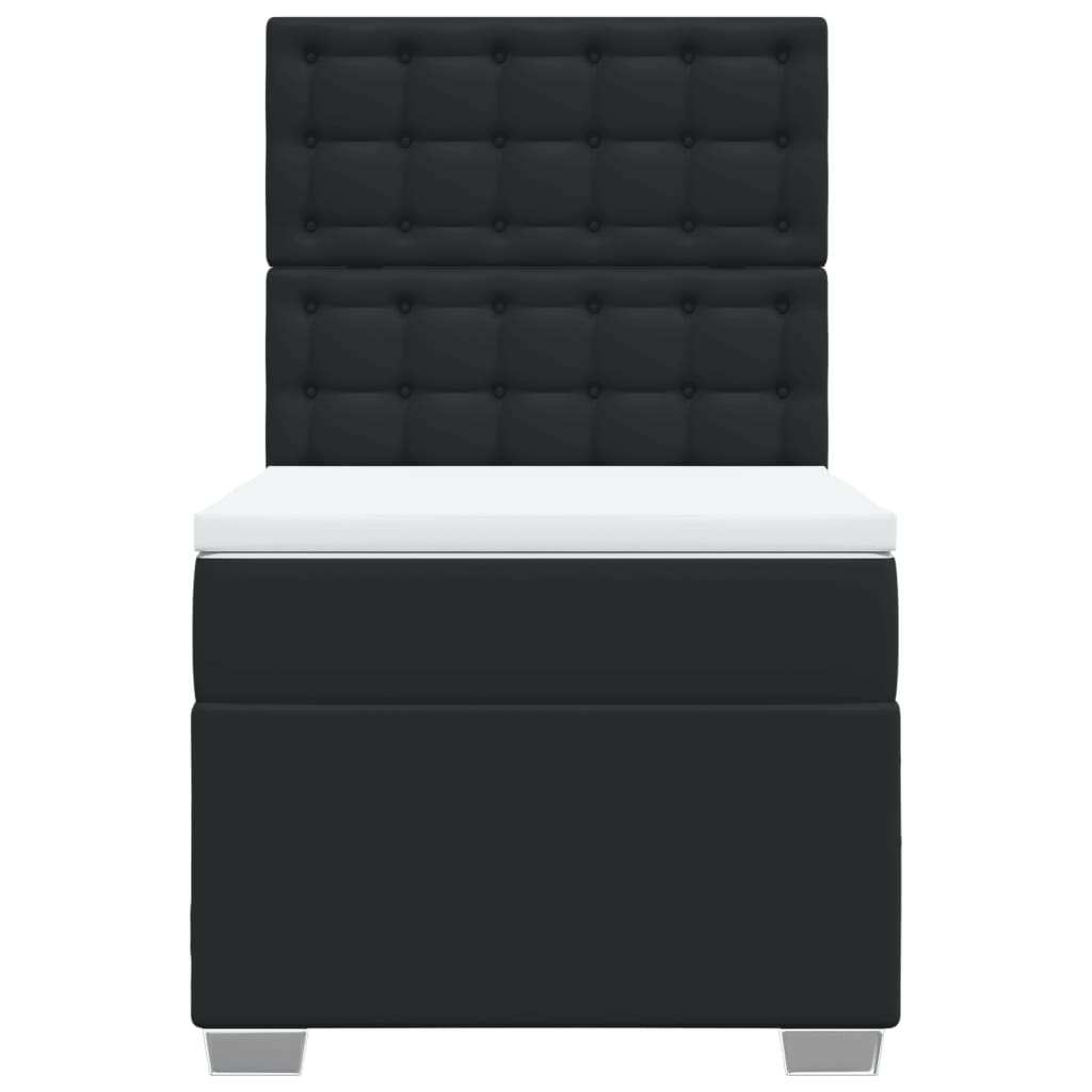 Pat box spring cu saltea, negru, 90x190 cm, piele ecologică
